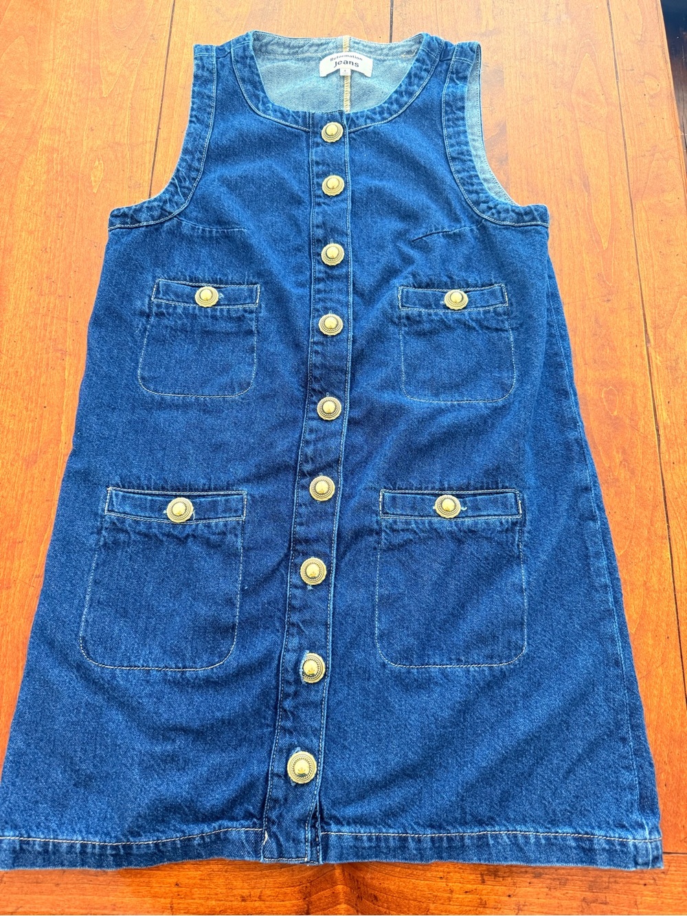 Reformation St Tropez Denim Button-Front Dress
